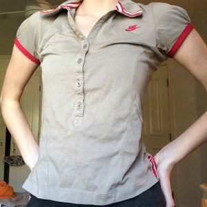 Vintage Nike beige collared gold tee